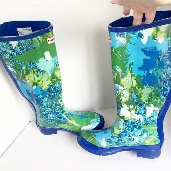 Hunter Women's Abstract Waterproof Rain Boots 6 Zip Up Outdoor Bright Statement - Picture 6 of 10